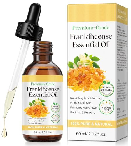 Olio Essenziale Di Incenso, Undiluted & Organic 100% Puro Frankincense Olio Essenziale - Per Diffusore, Aromaterapia, Massaggio,Cura Della Pelle,Relax, Spa, Profumo E Candele Che Fanno -Idratante 60ML