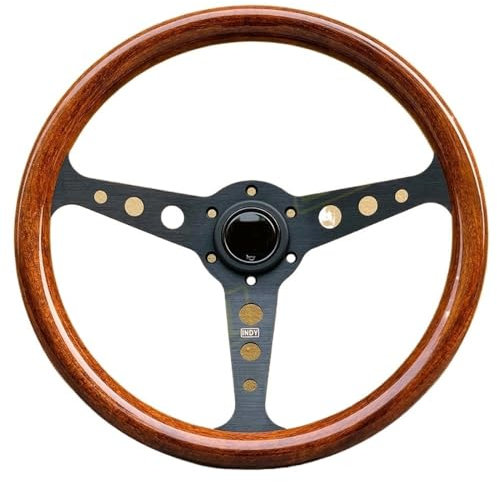 Volante Deportivo de Coche Clásico 14 Pulgadas, Madera, Plato Modificado (Black)