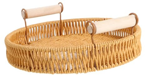 FUNOMOCYA Bandeja Redonda Decorativa Ratán Mesa De Centro Cesta Para Toallas Diseño Minimalista