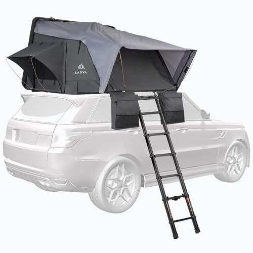 KADVA Carpa de techo Tardis | Despliegue automático | Tienda de campaña para 2 personas con colchón | Impermeable (3000 mm) Oxford 400D RIP-Stop | LED USB | Compacta (120 × 160 × 25 cm) | Ideal para