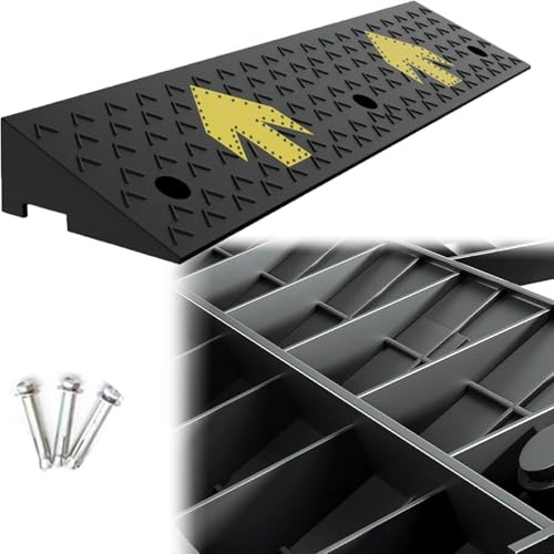 Einfahrtsrampe, Schwellenrampe, Pkw-Rampe, Gummirampe, Rollstuhlrampe, rutschfeste Bordsteinrampe 4-18 cm Hoch Für Wohnwagen, Motorräder, Rollstühle, Roller, 100x25x10cm/39.4x9.8x3.9in