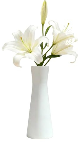 18 cm hohe konische Blumenvase, einzelner Stiel, Keramik, Knospenvasen, kleine Knospe, dekorative Blumenflasche für Zuhause, Büro, Dekoration, Tafelaufsätze, Weiß