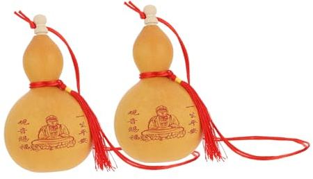 HAMPPLIES 2pcs Natural Ornaments Medium Size 13-15cm Gourd Pendant Desktop Decor Feng Shui Blessing