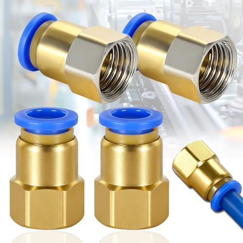 SoundZero 4 Piezas Conector neumático de calidad industrial, PC8-04 liberación rápida de la conexión de tubería de aire, Push In Connect Racor Neumático, Accesorios Aire de Empuje Recto (8mm,PT1/2)