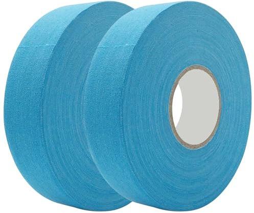 Hperu Ruban de Hockey, Lot de 2 Rouleaux Ruban Hockey Bleu Ciel très Collant 1 po x 82 Pieds, poignée en Imitation Coton imperméable antidérapante pour l'entraînement et la compétition