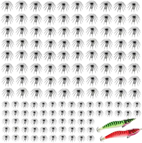 Fiskekrokar, 100 st fisketillbehörssats, 2,5 x 1,5 cm räkor bläckfisk saltvattenbeten lysande rostfritt stål paraplykrokar jigg