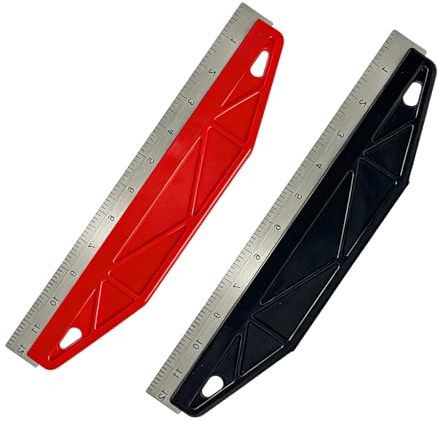 PAPAcroscoma 2pcs Paint Edger Tool, 12 Stainless Steel Paint Shield Painter, Wallpaper Scraper Straight Edge Painting Tool for Cutting in Precision Paint Edger and Guard (Red Black)