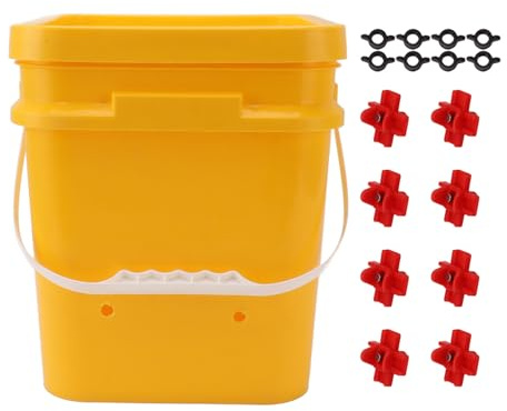 Automatisk kycklingvattenkopp med 12L handhållen fat Fjäderfädricksutrustning för gåsanka (Bucket + Four Corner Drinker + Black Screws)