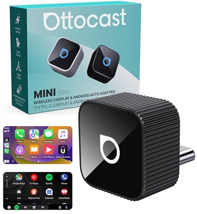 Ottocast Mini Cube 3.0 2026 Wireless CarPlay & Android Auto Adapter Dongle | USB-C Plug & Play, Fast Auto Reconnect, Wired to Wireless, OTA Upgrade, Works with Factory Wired CarPlay Systems (Black)
