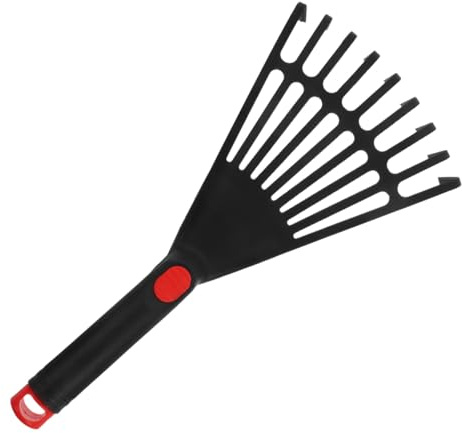 TOYANDONA Râteau à Feuilles Petit Noir avec Poignée Confortable en Plastique et Portable pour Jardinage et Entretien de Parterre de Fleurs