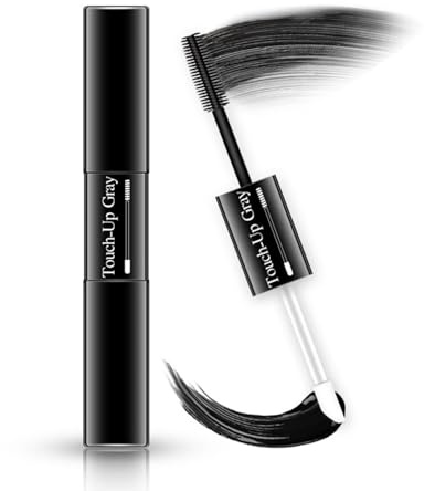 Mascara capillaire pour cheveux gris, crayon pour dissimuler la racine des cheveux, formule douce, séchage rapide et lavable, double embout pour une couleur naturelle, noir, 7 ml