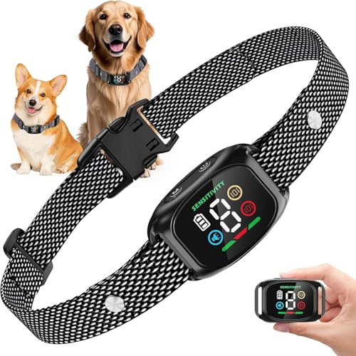 ZVD Collar Antiladridos Perros Grande Mediano Pequeño, Collar Adiestramiento para Perros 6-100lbs, 8 Niveles de Sensibilidad, 4 Modos de Sonido y Vibración, Resistente al Agua IP67 (Negro)