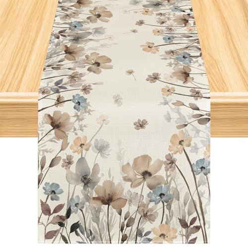 Moderno Runners da Tavola Fiori Tovaglia Estate Lavabile,Decorazione Tavolo Elegante per Primavera ed Estate 33x183cm per L'Arredamento Del Festivala Festa In Casa