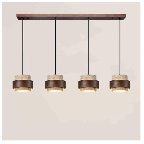 KHUKHU Lámpara Colgante De Travertino Amarillo For Sala De Estar Japonesa | Lámpara colgante E27, lámpara colgante de madera for entrada, dormitorio, comedor, vitalidad(4-light)