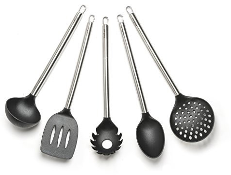 Excelsa Classic Set Utensili da Cucina, Nylon, Nero, 5 Unità