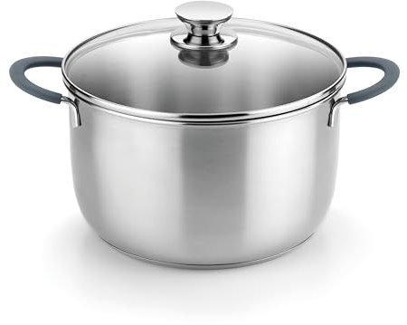 BRA Master | Olla 20 cm, Acero Inoxidable | Acero Inoxidable, Sin Antiadherente, Sin PFOA, Apta para todo tipo de Cocinas, Asas Acero Inoxidable recubiertas de Silicona