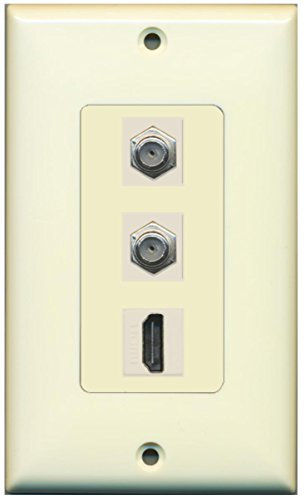 RiteAV - 1 porta HDMI 2 porte cavo coassiale TV- piastra decorativa da parete tipo F - Mandorla chiaro