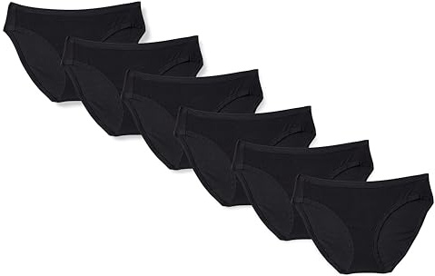 Amazon Essentials Braguita de bikini de algodón (disponible en tallas grandes) Mujer, Pack de 10, Negro, 40