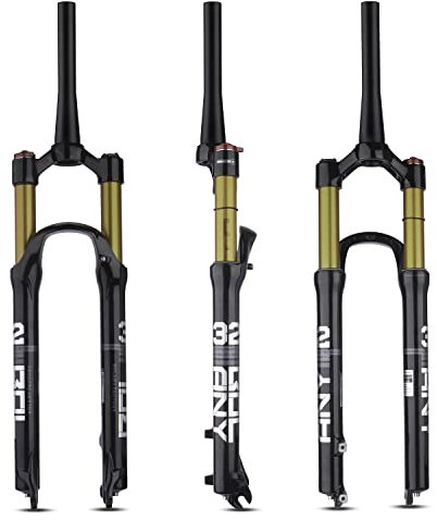 BOLANY Bike Suspension Fork MTB Bicycle Magnesium Alloy Suspension Front Fork 26/27.5/29 inch, 120mm Straight Steerer and Tapered Steerer Air Fork (Manual Lockout - Remote Lockout)