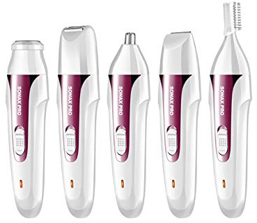 Tondeuse électrique Lady Shaver 5 en 1 Tondeuse, Rasoir pour bikini rasoir électrique rechargeable pour le visage, rasage USB, imperméable à l'eau et au sec pour femmes (or rose)