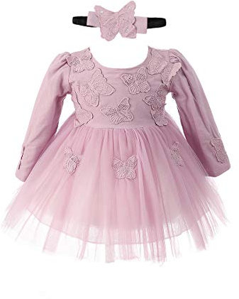Cinda Vestito da Festa e Fascia per Bimba Lilla 18-24 Mesi
