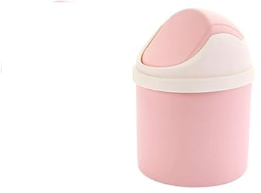 Desktop Mini Plastic Waste Garbage Can with Lid, Stylish Countertop Trash Bin Table Waste Paper Basket Round Small Trash Can for Office Bathroom Children Bedroom, Orange