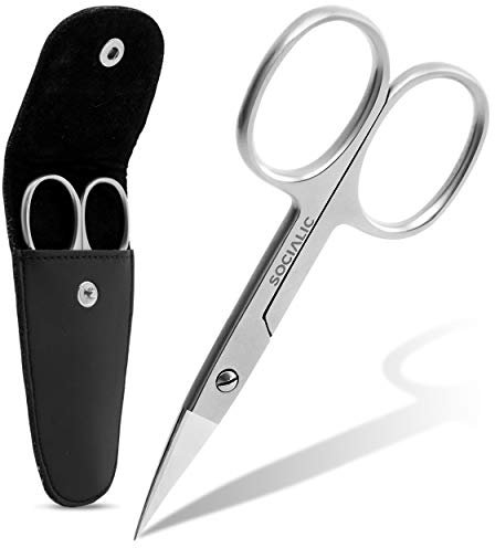 Socialic® Nagelschere inkl. Etui – Extra scharfe Nagelhautschere aus rostfreiem Edelstahl | Nail Scissors geeignet als Haut-, Fingernagel- und Fußnagelschere | perfekt für Maniküre und Pediküre