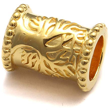 Loveyourdiamonds Perle de barbe plaquée or avec arbre de vie en argent sterling 925, Argent
