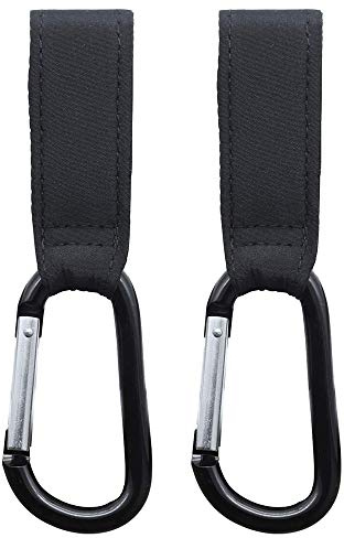 Sacala Kinderwagen-Clips, hochwertig, magischer Aufkleber, Haken mit Karabiner aus Aluminiumlegierung, 1 Paar