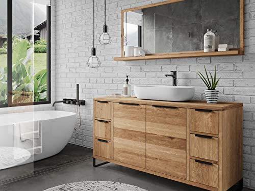 Woodkings Badmöbel Set Sydney 2teilig Massivholz Wildeiche 138cm