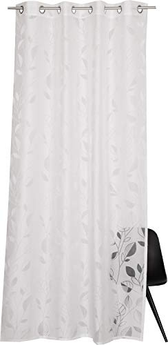 ESPRIT Gardinen Weiss transparent • Ösen Vorhang 140 x 250 cm • Ösenschal Leafs • Mischgewebe