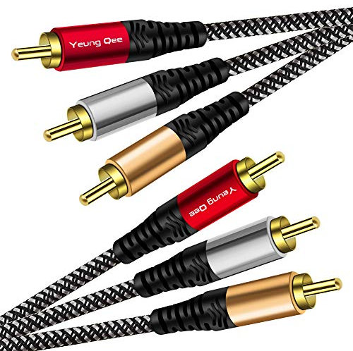 Yeung Qee Audio Video RCA Cable 1m, 3RCA Male to 3RCA Male Composite AV Cable Compatible with Set-Top Box,Speaker,Amplifier,DVD Player and More (1M)