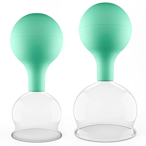 Pulox Schröpfgläser Set Echtglas mit Saugball 2-teilig Grün | Medizinische Schröpfgläser in 52 und 62 mm, wiederverwendbar und einfach in der Anwendung
