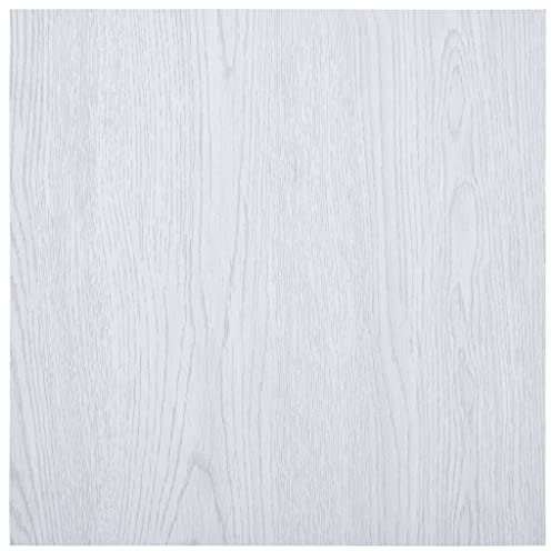 Mogou Laminat Dielen Selbstklebend, Fliesenfolie, Laminatboden, Küchenrückwand Folie, Bodenbelag Selbstklebend, Wandverkleidung, Deckenpaneele, 5,11 m² PVC Weiß
