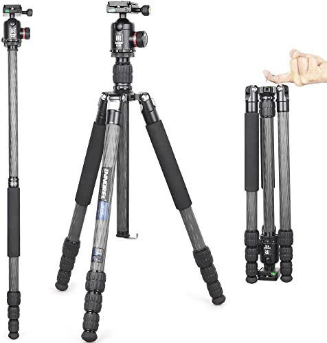 INNOREL RT45C + K36 Trépied Portable en Fibre de Carbone 10 Couches pour Appareil Photo Reflex numérique et caméscope avec rotule panoramique de 36 mm, Charge 15 kg