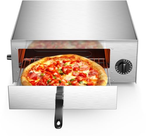SIMOE Electric Pizza Oven,Indoor Pizza Oven with Handle & Removable Tray and 30mins Timer, Multifunctional Countertop Maker up to 12 for Kitchen, Camping,Party