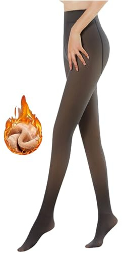 Rayson Medias Termicas Transparente para Mujer Invierno 300g Forro Polar Panty Termico Efecto Piel Talla Grand Gruesa Media Calzas con Pelo por Dentro(Negro,S-M)
