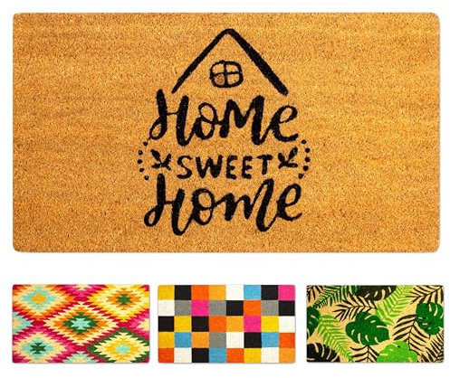 Felpudo Entrada casa Originales y Divertidos, Alfombra Entrada casa Interior y Exterior, tapete Entrada, Felpudo Coco Natural 40x70x1,5 cm (Sweet Home)