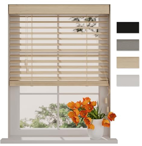 DTCH® Bambus Jalousie innen, helle Eiche, 150 x 240 cm | 50mm Lamellen, nachhaltiges Bambusholz, Sicht- und Sonnenschutz, Stahlkassette mit Abdeckleiste, Breiten bis 250 cm