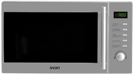 Svan Microondas 20 Litros con Grill Inox SMW2700DGX. 700W, Grill 1000W, 8 Programas, Modo Descongelación, Revestimiento Interior, Fácil Limpieza, Temporizador 95min.