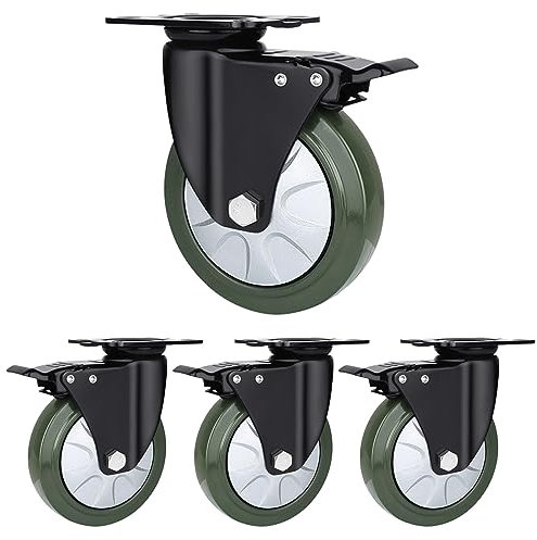 Bockrollen Lenkrollen Bremserollen 4 Stück Ø 75mm 100mm 125mm 150mm, Pannensichere Schwerlast Vollgummi Rollen, Ersatz Transportrolle Zum Speisewagen Möbel Werkbank Trolleys ( Color : Brake , Size : Ø