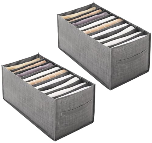 HXSYKJDM 2 Stück Kleiderschrank Organizer, Schrank Organizer Kleiderschrank,Ordnungsboxen Faltbar 9 Fächer Schubladen Organizer für Hosen und Kleidung, 44 x 25 x 22 cm