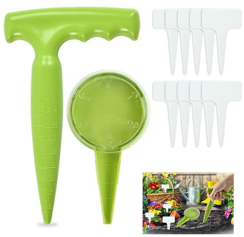 12pcs Pflanzhilfe Garten, Pflanzhilfe für Blumenzwiebeln, Pflanzlocher, Pflanzenschilder, Grün, Pflanzmaschine, Einpflanzhilfe für Sukkulenten, Gemüse und Blumen