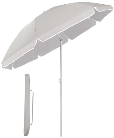 Sekey Ombrellone da spiaggia, 160 cm, con custodia protettiva per balcone, giardino e terrazza, angolo di inclinazione e altezza regolabile, rotondo
