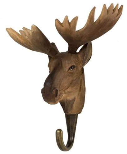 WILDLIFEGARDEN Wildlife Garden WG4508 Haken Elch - Handgeschnitzter haken - Sammlung Europäische Tiere