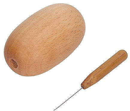 Tnfeeon Stopfei aus Holz, Stabiles Mini-Nähwerkzeug aus Holz, Nähwerkzeug, Stopfei aus Holz mit Nadel Zum Stopfen von Socken