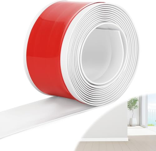 DBREAKS 10cm*5m Battiscopa in PVC morbido autoadesivo, PVC Battiscopa Adesivo, Battiscopa adesivo flessibile, Morbido Battiscopa Autoadesivo in PVC, Battiscopa Cucina Adatto per Bagno, Cucina(Bianco)