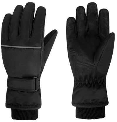 FAYHIJUN Waterproof Kids Gloves Winter Cold Weather Fleece Lined Thermal Warm PU Palm Snow Ski Cycling Glove for Age1-13 Boys Girls Kid Boy Toddler Girl Children Skiing Snowboarding