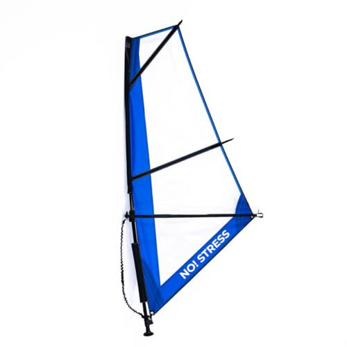 No Stress Windsup Rig 3m² I Kompaktes Windsurf-Rigg Set mit 2-teiligem Epoxy-Mast 300 cm I Verstellbarer Gabelbaum 110-160cm cm I Kardangelenk-Mastfuß I Inkl. Transporttasche I Ideal für WindSUP Board