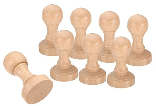 PATIKIL 35mm Maniglia Tonda in Legno per Timbro, 8pz Pomelli Legno Supporti Timbri Maniglie Cassetti per Creazione Timbri Fai Da Te Album Ritagli, Marrone